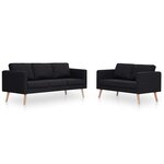 vidaXL Ensemble de canapé 2 Pièces tissu noir