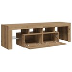 vidaXL Meuble TV avec lumières LED chêne artisanal bois d'ingénierie