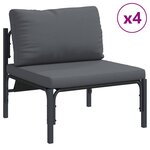 vidaXL Ensemble de canapé de jardin 8 pc Noir Acier