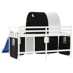 vidaXL Lit mezzanine enfants et tunnel blanc/noir 90x190 cm pin massif
