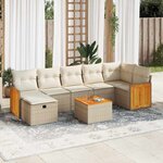 vidaXL Salon de jardin avec coussins 8 Pièces beige résine tressée