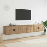 vidaXL Ensemble de meuble TV mural Montage mural 3 Pièces Chêne artisanal