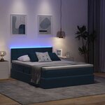 vidaXL Lit de rangement LED avec matelas Bleu foncé 140 x 200 cm