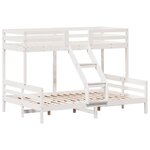 vidaXL Lit superposé sans matelas 90x200/140x200 cm blanc bois massif