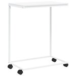 vidaXL Table d'appoint avec roues Blanc 55x35x70 cm Bois d'ingénierie