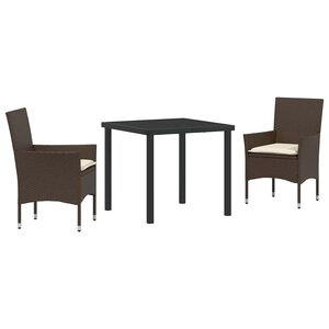 vidaXL Ensemble de salle à manger pour jardin 3 Pièces Marron polyrotin