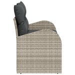 vidaXL Canapé de jardin 2 places avec rangement et coussins gris clair en rattan poly