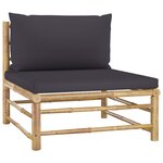 vidaXL Salon de jardin 5 Pièces avec coussins gris foncé bambou
