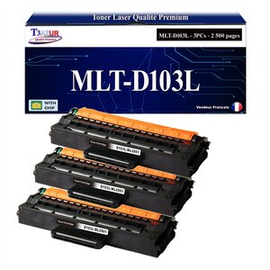 T3AZUR - 3x Toners compatibles avec Samsung MLTD103L D103L pour Samsung ML2545 ML2950 ML2950ND ML2950NDR ML2951 ML2951D ML2955 ML2955DW ML2955FW ML2955ND ML2956