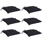 vidaXL Coussins de chaise lot de 6 carreaux noir 40x40x7 cm tissu