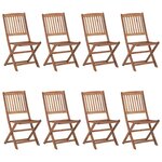 vidaXL Chaises pliables de jardin 8 Pièces avec coussins Bois d'acacia