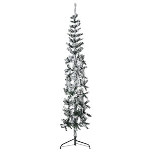 vidaXL Demi sapin de Noël artificiel mince avec neige floquée 210 cm