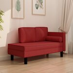 vidaXL Chaise longue coussins et traversin rouge bordeaux similicuir