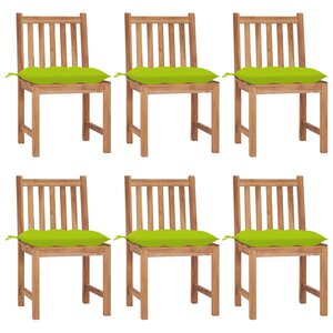 vidaXL Chaises de jardin lot de 6 avec coussins Bois de teck massif