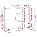 vidaXL Buffet Gris béton 55.5 x 29 x 100 cm Bois d'ingénierie