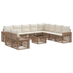 vidaXL Ensemble de canapé de jardin 11 Pièces Beige et blanc crème