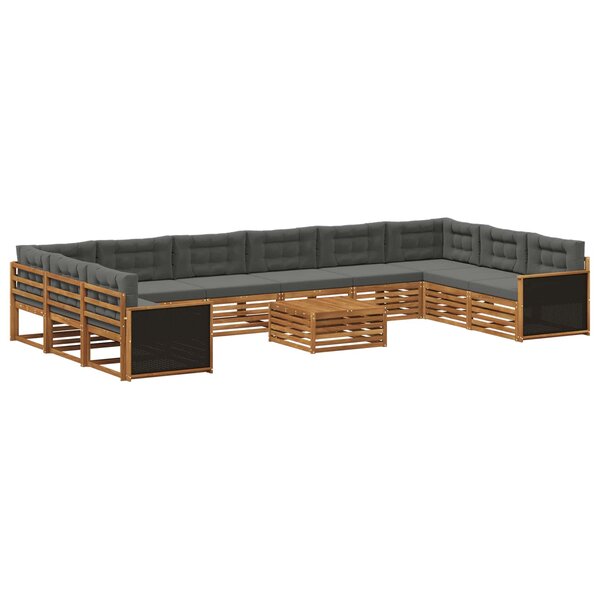 vidaXL Ensembles de canapés avec coussin 11 Pièces Bois d'Acacia Massif