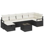 vidaXL Ensemble de canapé de jardin avec coussin 8 Pièces Noir Poly rotin