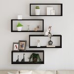 vidaXL Étagères murales avec étagère 4 Pièces Chêne noir 60 x 15 x 23 cm