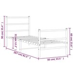 vidaXL Cadre de lit métal sans matelas avec pied de lit blanc 80x200cm