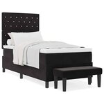 vidaXL Lit à ressorts avec matelas Noir 90 x 200 cm Velours