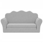 vidaXL Canapé-lit enfants 2 places gris clair peluche douce
