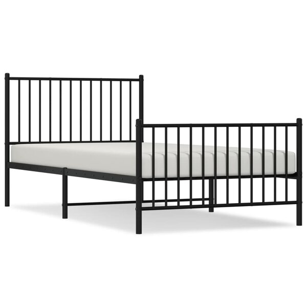 vidaXL Cadre de lit métal avec tête de lit/pied de lit noir 100x200 cm
