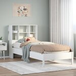 vidaXL Lit bibliothèque sans matelas blanc 90x200cm bois de pin massif