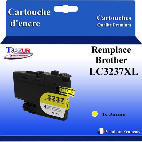 T3AZUR- Cartouche compatible avec Brother LC3237 XL Jaune pour Brother MFC-J5945DW  MFC-J6945DW