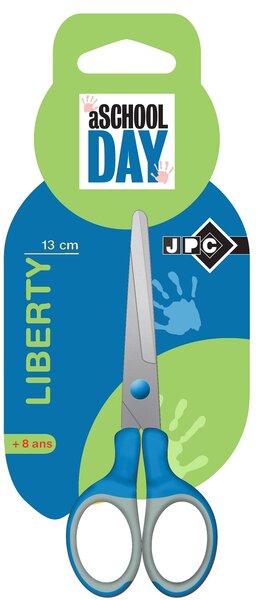 Ciseaux droitier ou gaucher 13cm pour enfant lame inox bouts arrondis JPC
