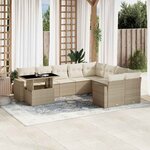 vidaXL Salon de jardin avec coussins 10 Pièces beige résine tressée