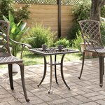 vidaXL Table de jardin bronze 53x53x53 cm aluminium coulé