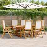 vidaXL Ensemble à manger de jardin 7 Pièces blanc crème tissu bois massif