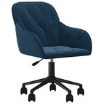 vidaXL Chaise pivotante de bureau Bleu Velours