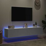 vidaXL Meubles TV muraux avec lumières LED 2 Pièces blanc 80x35x31 cm
