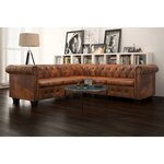 vidaXL Canapé d'angle Chesterfield 5 plcs Cuir artificiel Marron