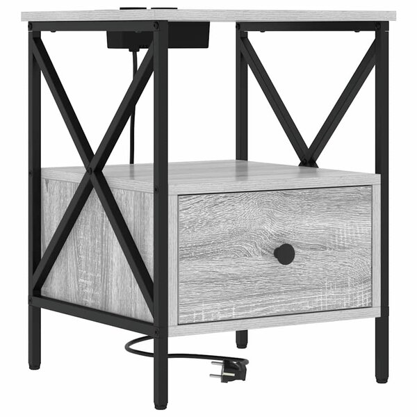 vidaXL Cabinet de chevet avec tiroir Sonoma gris 41.5 x 40.5 x 55 cm