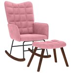 vidaXL Chaise à bascule avec repose-pied rose velours