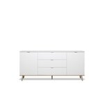 Buffet bas - Décor chene et blanc - Scandinave - 2 portes et 3 tiroirs - GÖTEBORG - L 180 cm