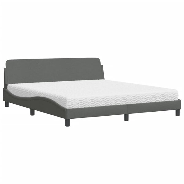 vidaXL Lit avec matelas gris foncé 180x200 cm tissu