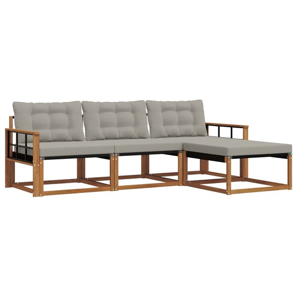 vidaXL Ensemble de canapés d'extérieur 4 pc Naturel et gris clair