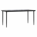 vidaXL Ensemble à manger de jardin coussins 7Pièces noir poly rotin verre