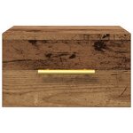 Table de chevet murale en bois ancien 35x35x20 cm