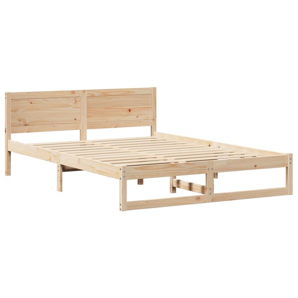 vidaXL Cadre de lit Bois naturel Bois de pin massif 160 x 200 cm Durable