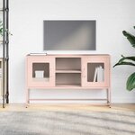 vidaXL Meuble TV rose 100 5x39x60 5 cm acier