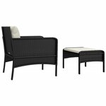 vidaXL Salon de jardin 2 Pièces avec coussins Noir Résine tressée
