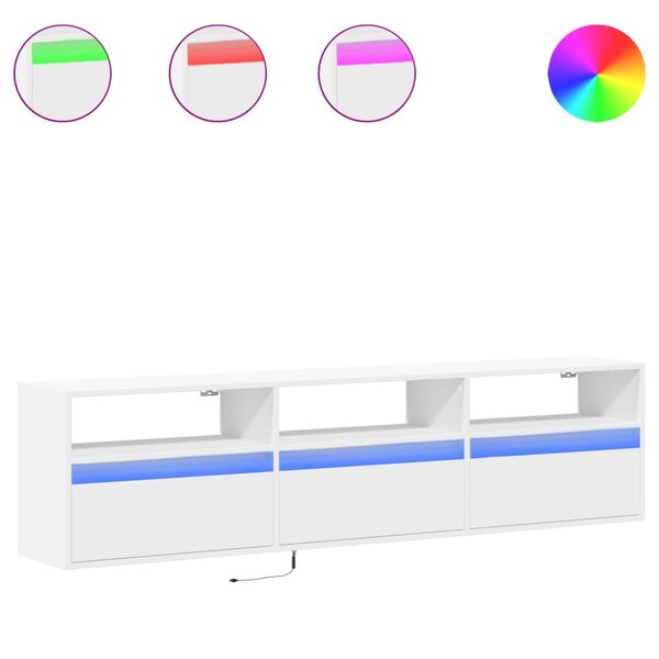 vidaXL Meuble TV mural avec LED blanc 180x31x45 cm