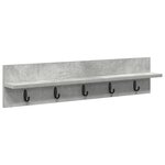 vidaXL Porte-manteau mural avec étagère Montage mural Gris béton 80 x 10.5 x 18 cm