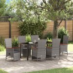 vidaXL Ensemble de salle à manger pour jardin 7 Pièces Gris Poly rotin