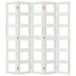 vidaXL Cloison de séparation 5 panneaux blanc bois de paulownia massif